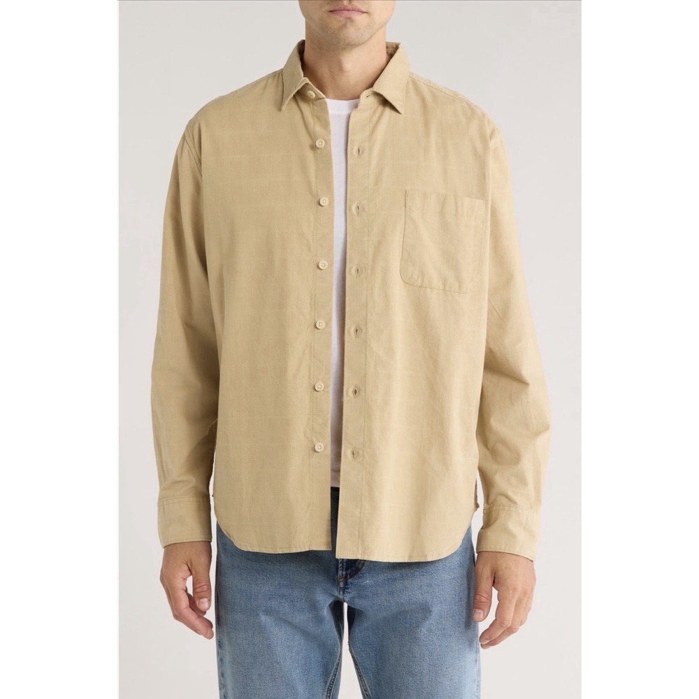 Tommy Bahama Beachfront Bonfire Button-Up Shirt Long Sleeve Khaki /tan Sz L NWT